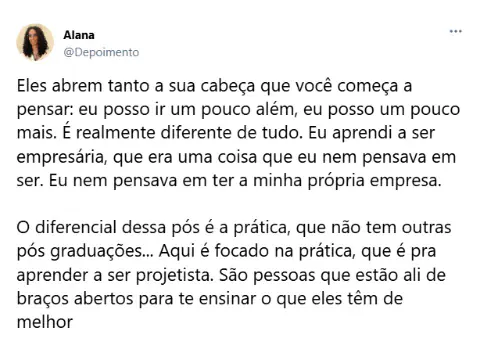 Depoimento da aluna Alana